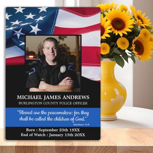 Plaque Photo Loi sur le Mémorial des agents de police Exécution