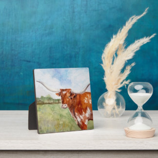 Plaque Photo Longhorn - Art Print
