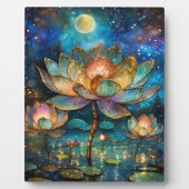 Plaque Photo Lotus de verre tendu fleurit au clair de lune (Devant)