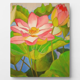 Plaque Photo Lotus rose nénuphar aquarelle peinture