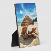 Plaque Photo Lounge on beach throw pillow (Côté)