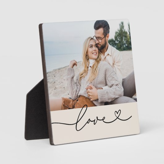 Plaque Photo Love Coeur Script Custom Soft Mariage blanc (Recto)