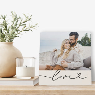Plaque Photo Love Coeur Script Custom Soft Mariage blanc