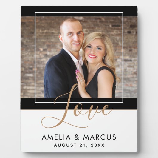 Plaque Photo Love Elegant Script Bride Groom Mariage Keepsaké (Devant)
