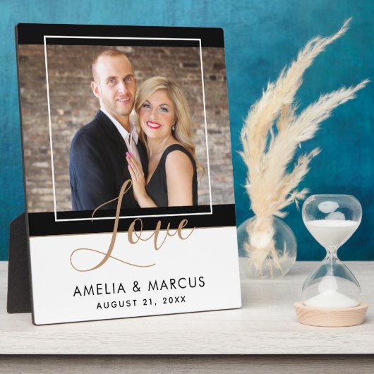 Plaque Photo Love Elegant Script Bride Groom Mariage Keepsaké (Côté)
