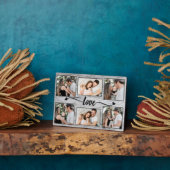 Plaque Photo Love Heart Family Photo Collage Élégant Script (Côté)