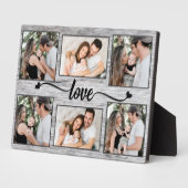 Plaque Photo Love Heart Family Photo Collage Élégant Script (Côté)