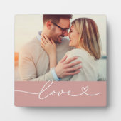 Plaque Photo Love Heart Script personnalisé Muted rose Mariage  (Devant)