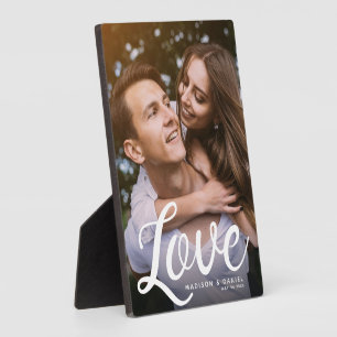 Plaque Photo LOVE Moderne Calligraphie Valentines Photo Keepsak