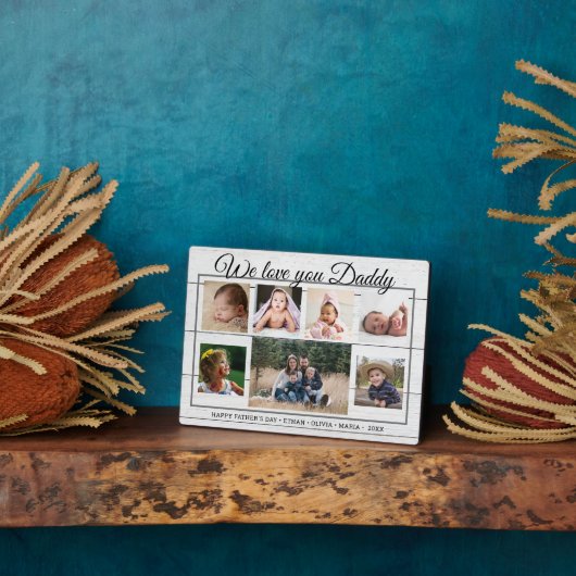 Plaque Photo Love You Daddy 7 Photo Collage Fête des pères Wood (Côté)