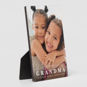 Plaque Photo LOVE YOU GRANDMA Script photo Coeur Overlay
