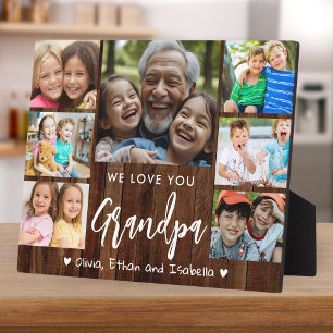 Plaque Photo Love You Grandpa 7 Photo Rustic Wood Keepsaké