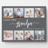 Plaque Photo Love You Grandpa 8 Photo Collage Gris (Devant)
