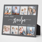 Plaque Photo Love You Grandpa 8 Photo Collage Gris (Côté)