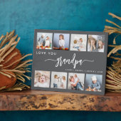 Plaque Photo Love You Grandpa 8 Photo Collage Gris (Côté)
