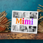 Plaque Photo Love You Mimi Colorful Bold Modern 6 Photo Collage<br><div class="desc">"Je t'aime Mimi." Elle aime chaque minute avec ses petits-enfants. Un visuel ludique, fantaisiste et élégant de la typographie audacieuse colorée à l'arc-en-ciel et de la typographie manuscrite noire recouvrent un coeur rose pâle et doux et un arrière - plan blanc. Ajoutez 6 photos chères de votre choix et customisez...</div>