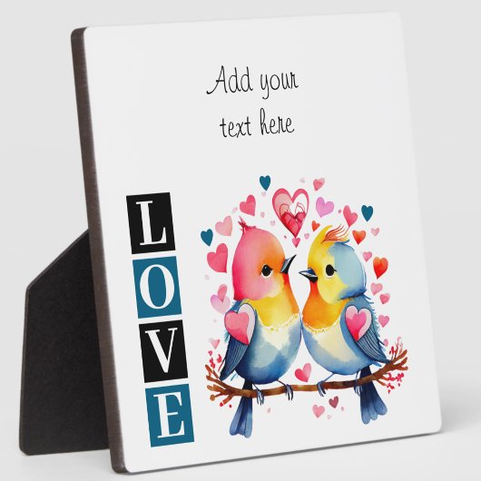 Plaque Photo Lovebirds romantic custom text valentine blue