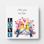 Plaque Photo Lovebirds romantic custom text valentine blue (Devant)