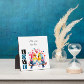 Plaque Photo Lovebirds romantic custom text valentine blue (Insitu)