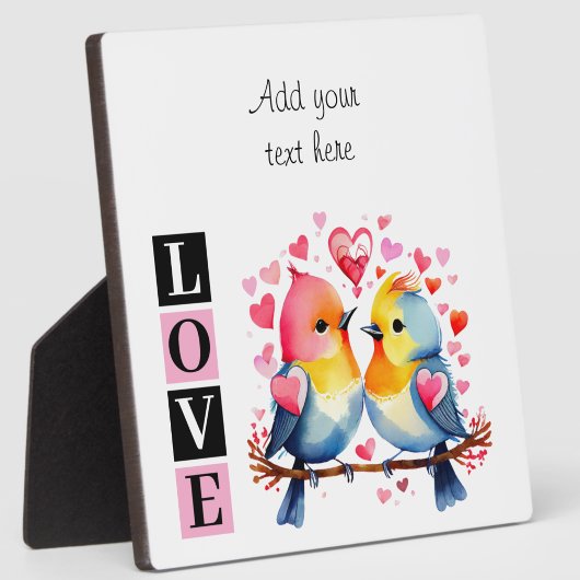 Plaque Photo Lovebirds romantic custom text valentine pink