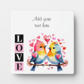 Plaque Photo Lovebirds romantic custom text valentine pink (Devant)
