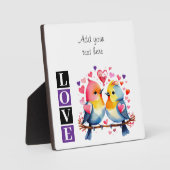 Plaque Photo Lovebirds romantic custom text valentine purple (Recto)