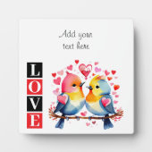 Plaque Photo Lovebirds romantic custom text valentine red (Devant)