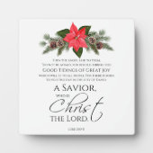 Plaque Photo Luc 2:10-11 Bon Tidings Poinsettia Noël (Devant)