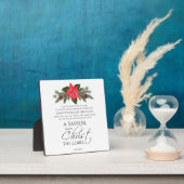 Plaque Photo Luc 2:10-11 Bon Tidings Poinsettia Noël (Insitu)