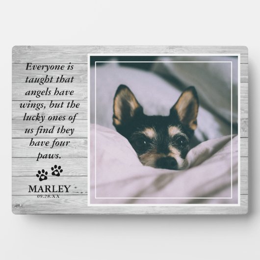 Plaque Photo Lumière Rustique en Bois pour la Perte d'un Animal (Devant)