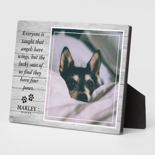 Plaque Photo Lumière Rustique en Bois pour la Perte d'un Animal (Côté)