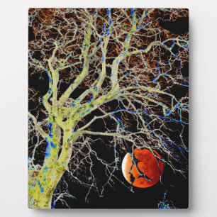 Plaque Photo Lune rouge montante