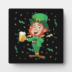 Plaque Photo Lutin buvant de la bière St. Patrick's Day