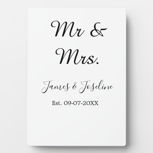 Plaque Photo M. et Mme ajoutent nom ést. Date année mariage cou (Devant)