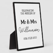 Plaque Photo M. Et Mme Elegant Mariage Noir Et Blanc (Côté)