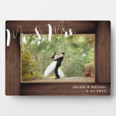 Plaque Photo M. & Mme. Cadre photo de mariage rustique Script (Devant)