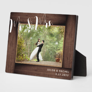 Plaque Photo M. & Mrs Script Rustic Mariage Photo Frame