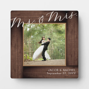 Plaque Photo M. Rustic & Mme Mariage Elegant Script Photo
