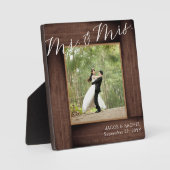 Plaque Photo M. Rustic & Mme Mariage Elegant Script Photo (Recto)