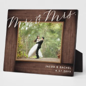 Plaque Photo M. Rustic & Mrs Elegant Script Mariage Photo (Côté)