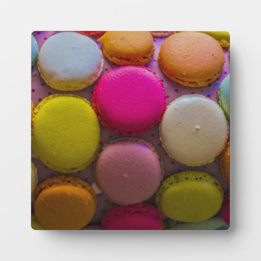 Plaque Photo Macarons colorés Dessert Cuit Savoureux (Devant)