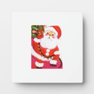 Plaque Photo Magnifique Mod Père Noël & Reindeer Vintage du mil