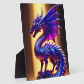 Plaque Photo Magnifique Tablette Dragon Statue en Verre Violet (Côté)