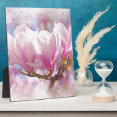 Plaque Photo Magnolia rose-pourpre en floraison - Fleur de prin (Côté)