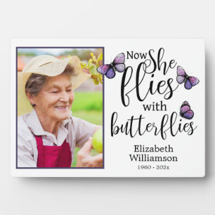 Plaque Photo Maintenant, elle vole avec des papillons Mémorial 
