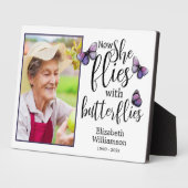 Plaque Photo Maintenant, elle vole avec des papillons Photo Mém (Côté)