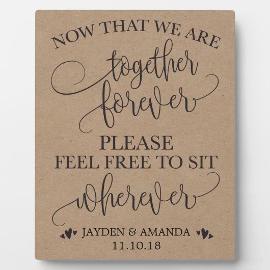 Plaque Photo Maintenant Que Nous Sommes Ensemble Pour Toujours  (Devant)