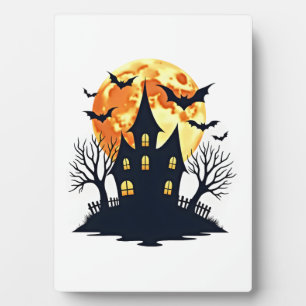 Plaque Photo Maison hantée avec Chauves-souris � T-shirt Hallow