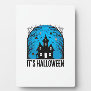 Plaque Photo Maison Hantée Halloween Lune Gravure Vintage Dessi