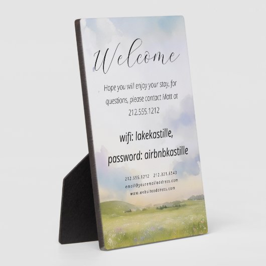 Plaque Photo Maison image de bienvenue et logo wifi (Côté)